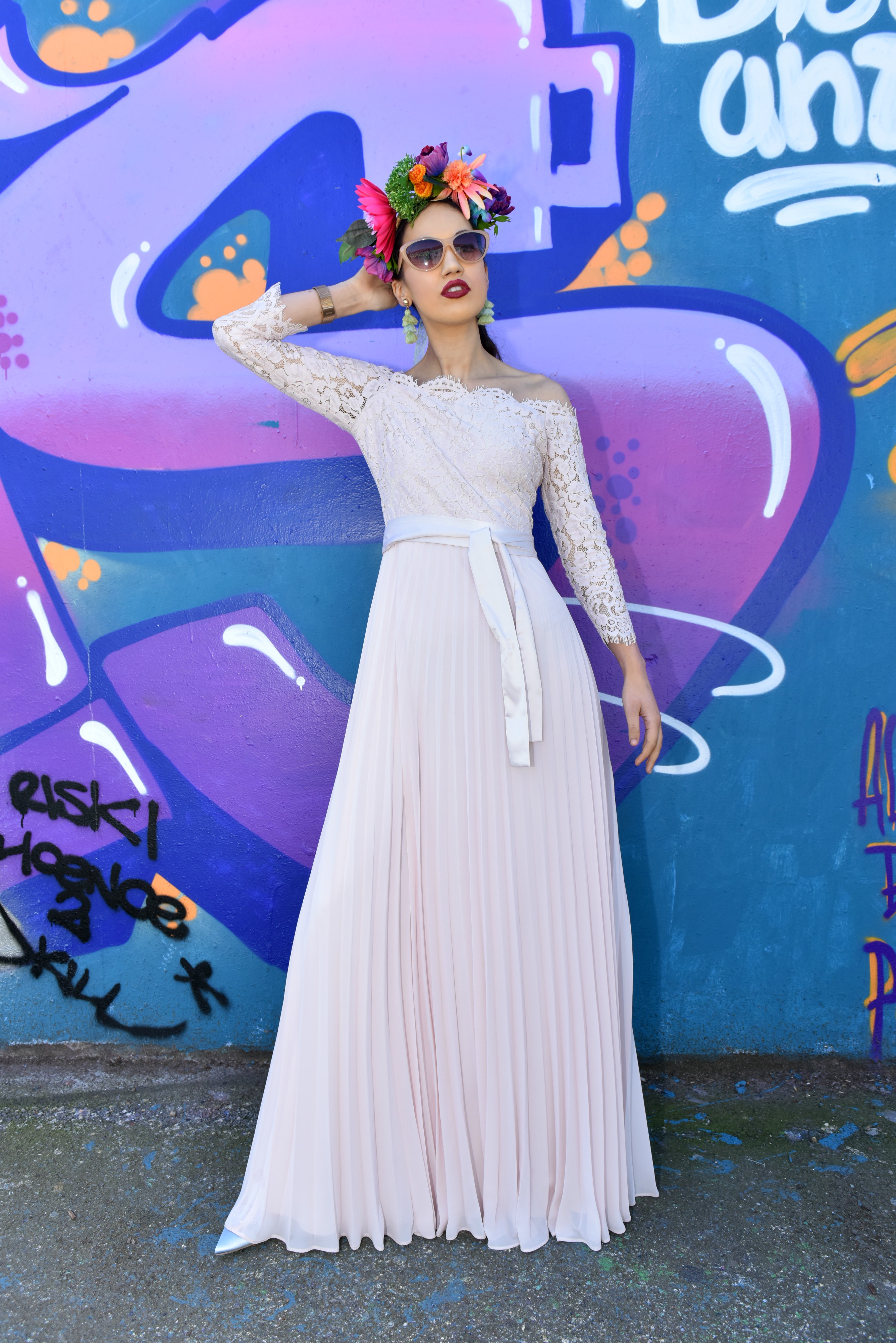  <img src="ana.jpg" alt="ana pink pleated bridesmaid dress how to style a bridesmaid dress"/>