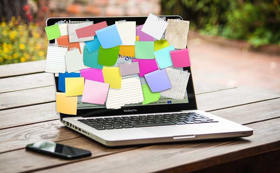 <img src="ana.jpg" alt="ana laptop with post it notes up your blogging game"/> 