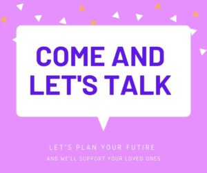 Lets talk purple slogan graphic - Faded Spring