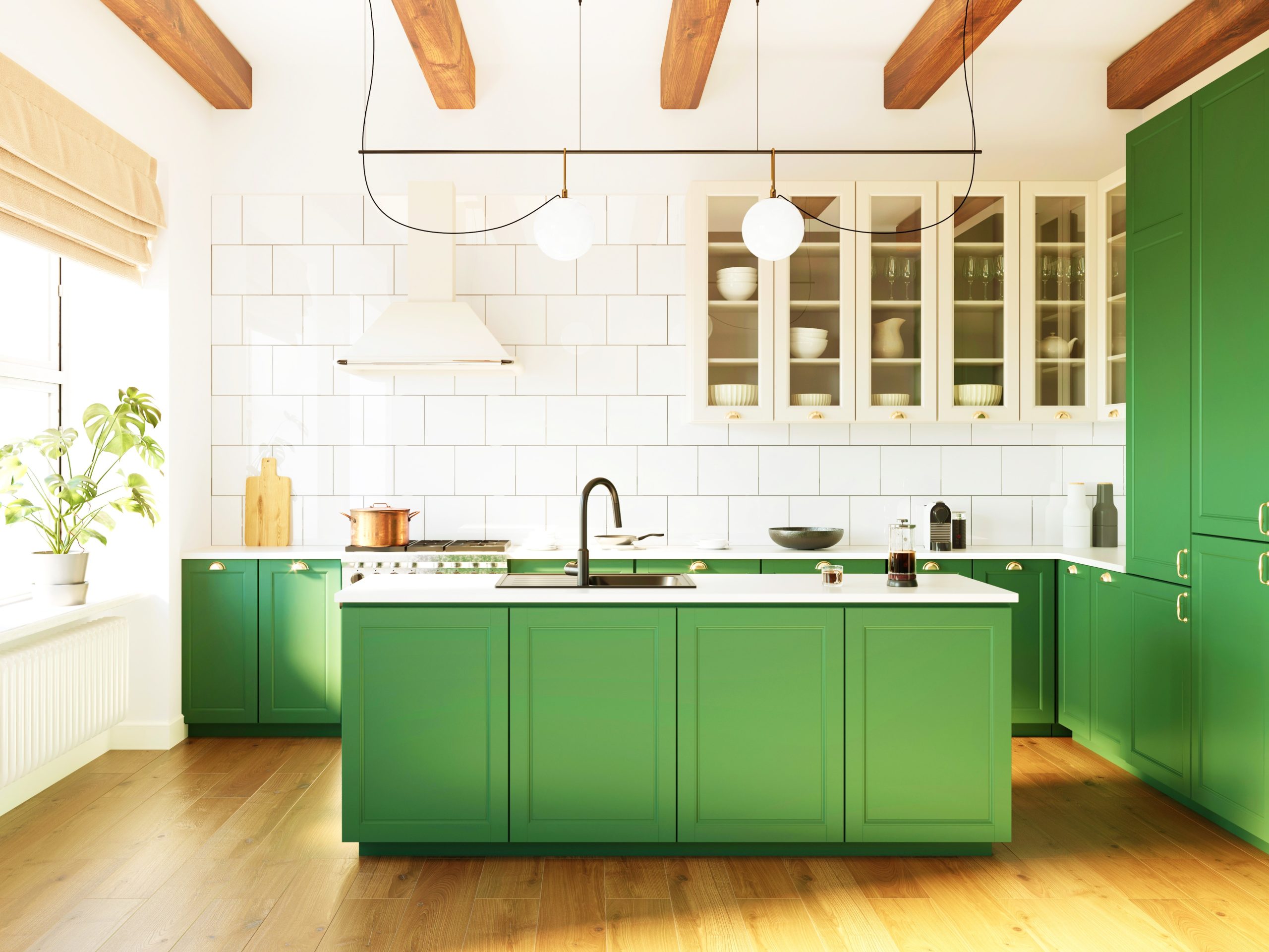 <img src="green.jpg" alt="green kitchen bring colour to home "/> 