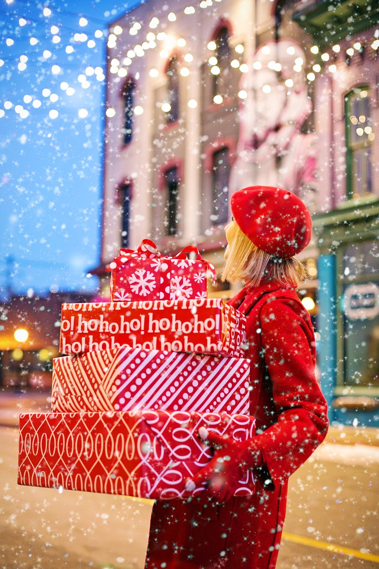 <img src="girl.jpg" alt="girl carrying self-care Christmas presents"/> 