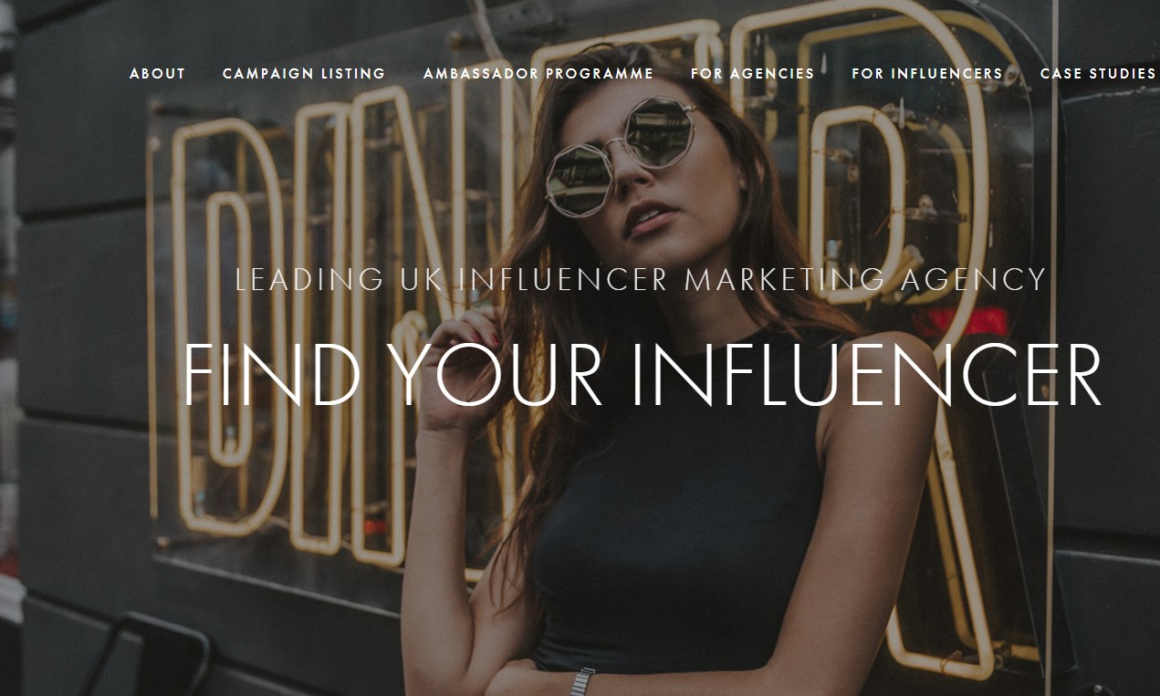 <img src="find.jpg" alt="find your influencer agency homepage"/> 