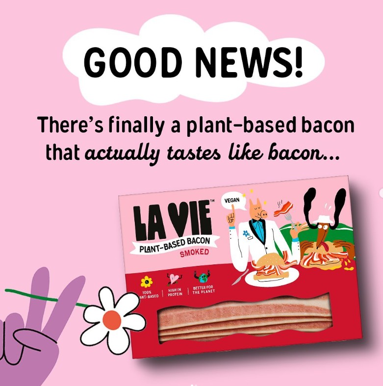 <img src="vegan.jpg" alt="vegan la vie plant based bacon "/> 