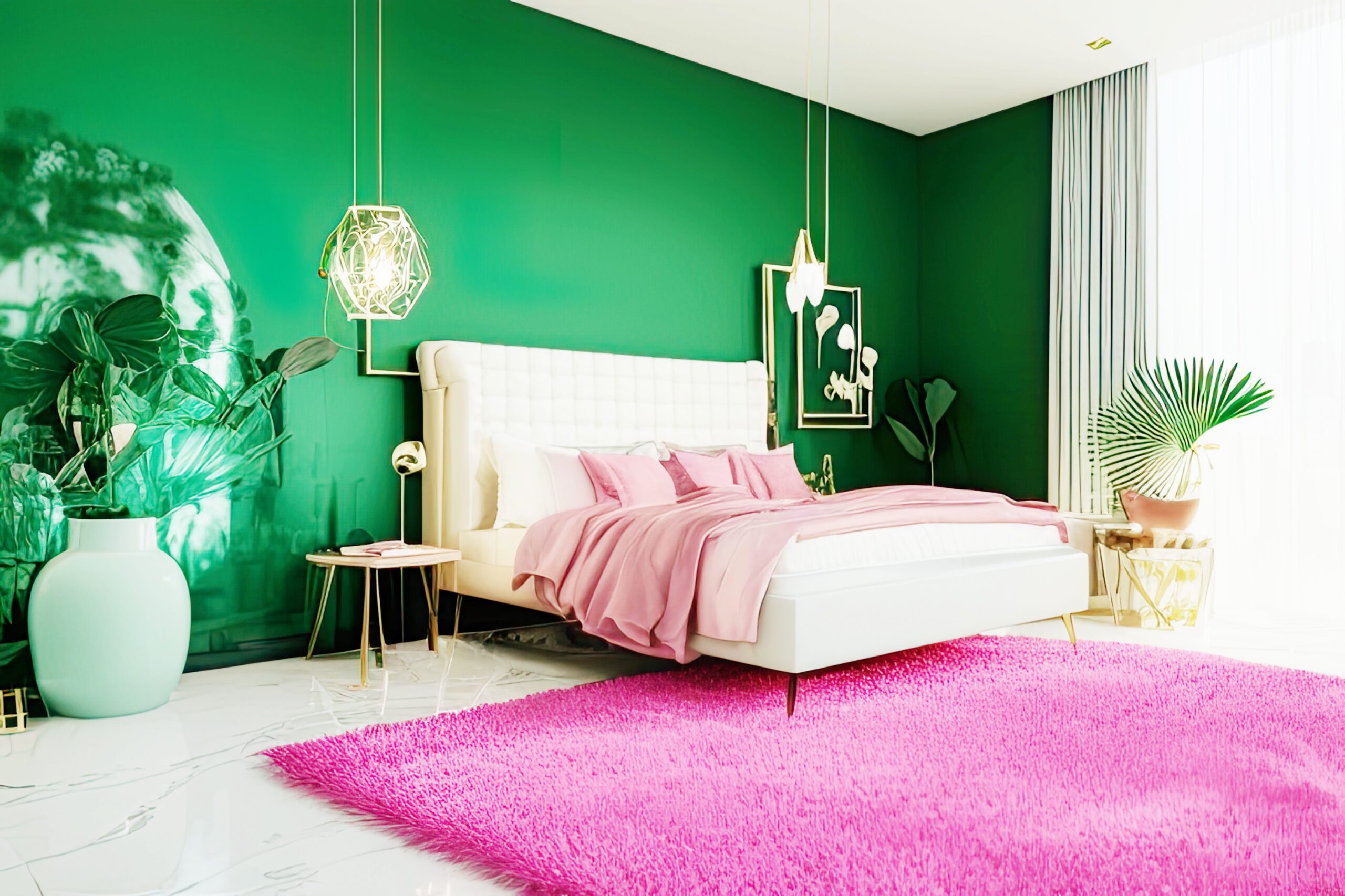 <img src="green.jpg" alt="green and pink bedroom"/> 