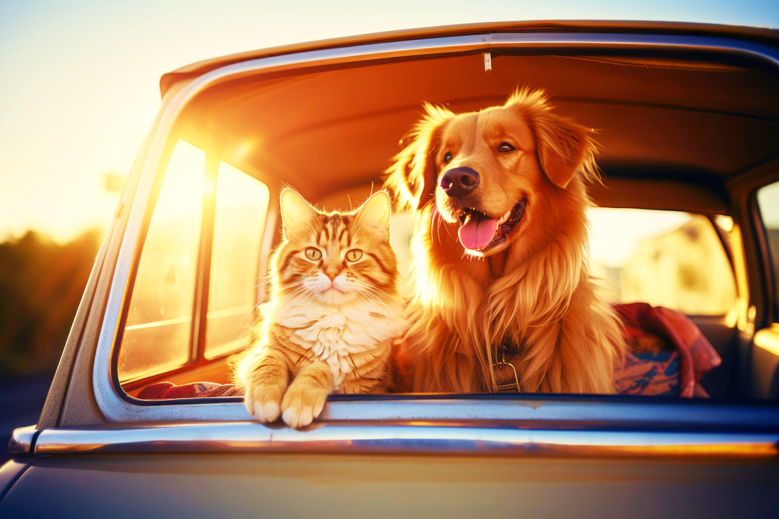 <img src="happy.jpg" alt="happy cat and dog on road trip/>