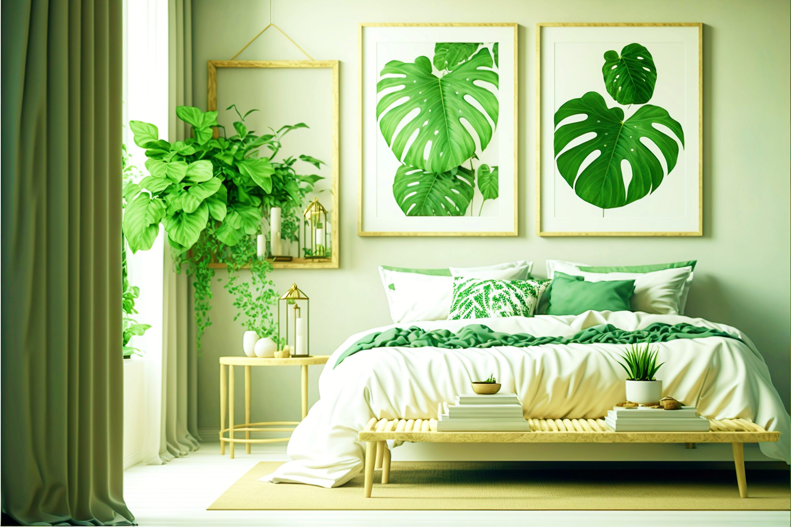 <img src="plant.jpg" alt="plant themed budget friendly bedroom"/>
