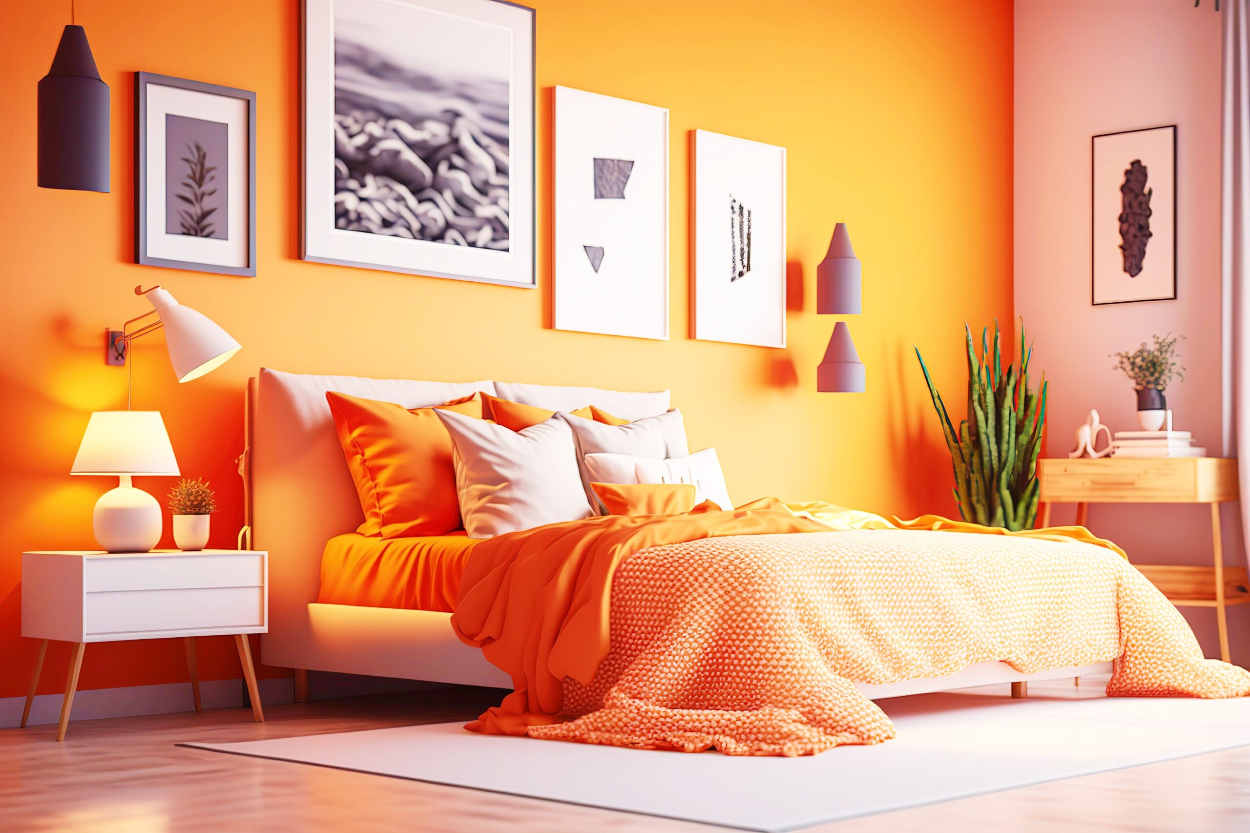 <img src="beautiful.jpg" alt="beautiful orange bedroom with throws"/>