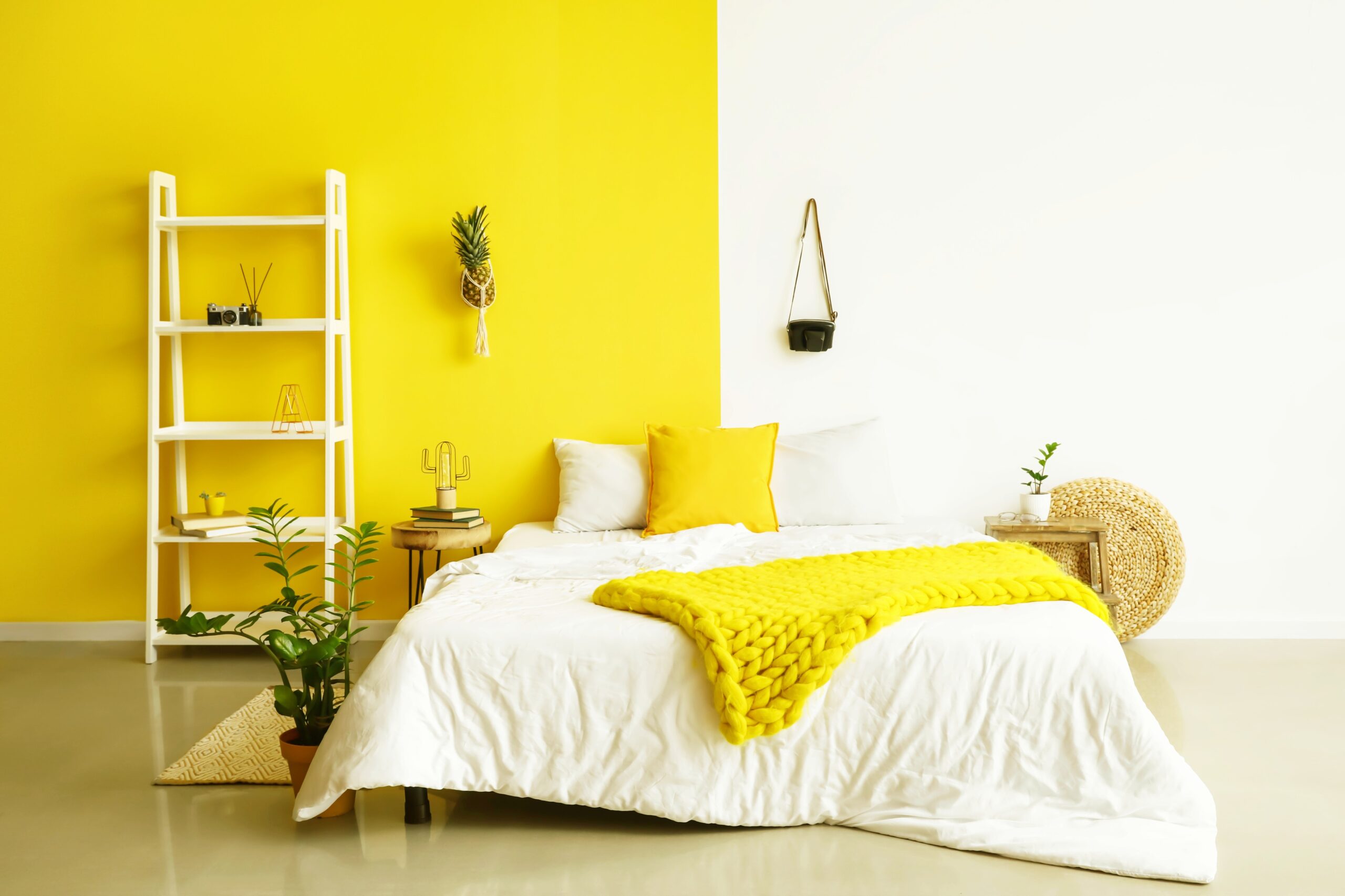 <img src="yellow.jpg" alt="yellow budget friendly bedroom decor"/>