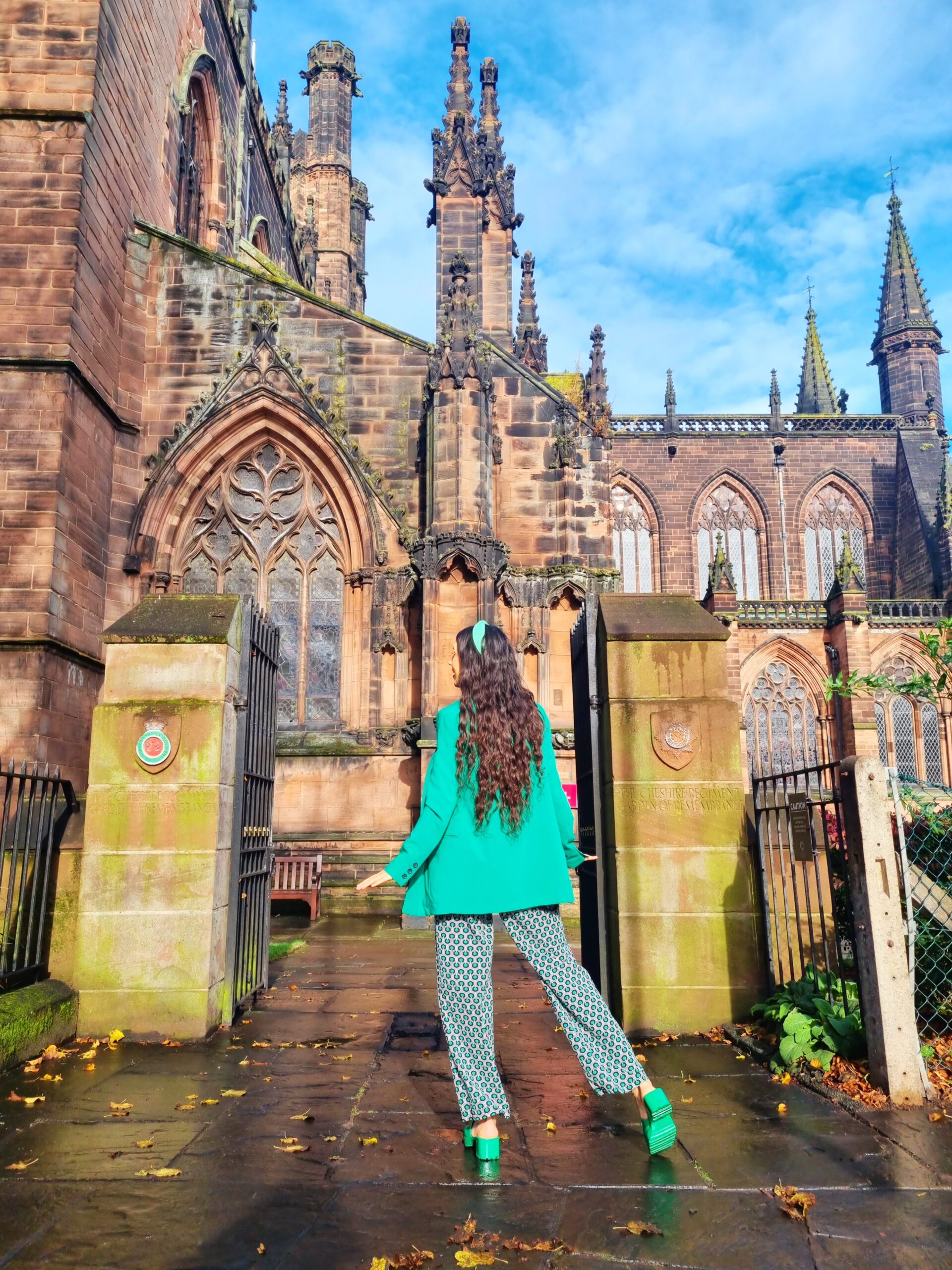 <img src="ana.jpg" alt="ana walking into chester cathedral"/>