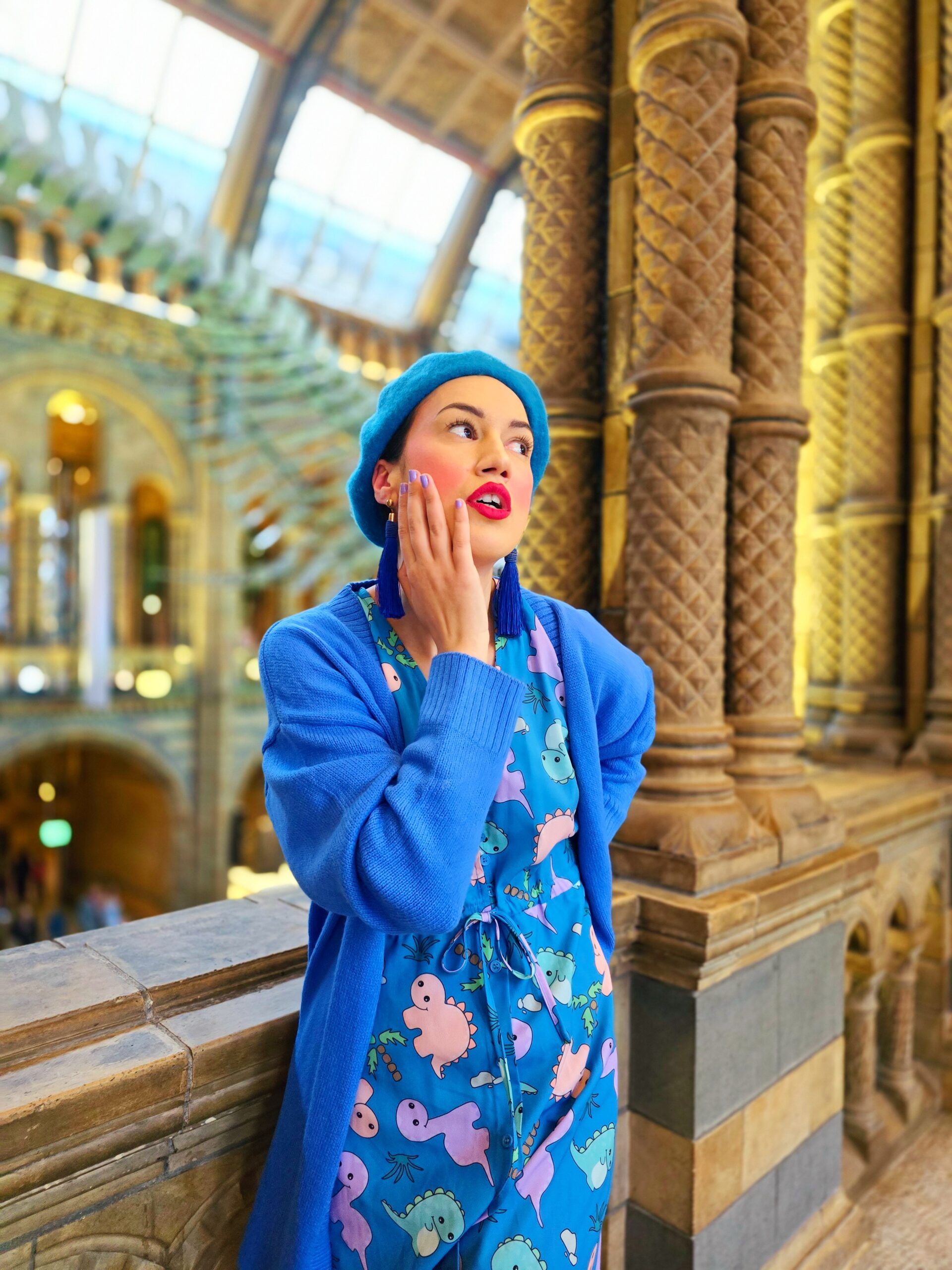 <img src="mid.jpg" alt="mid shot of Ana at Natural History Museum"/>