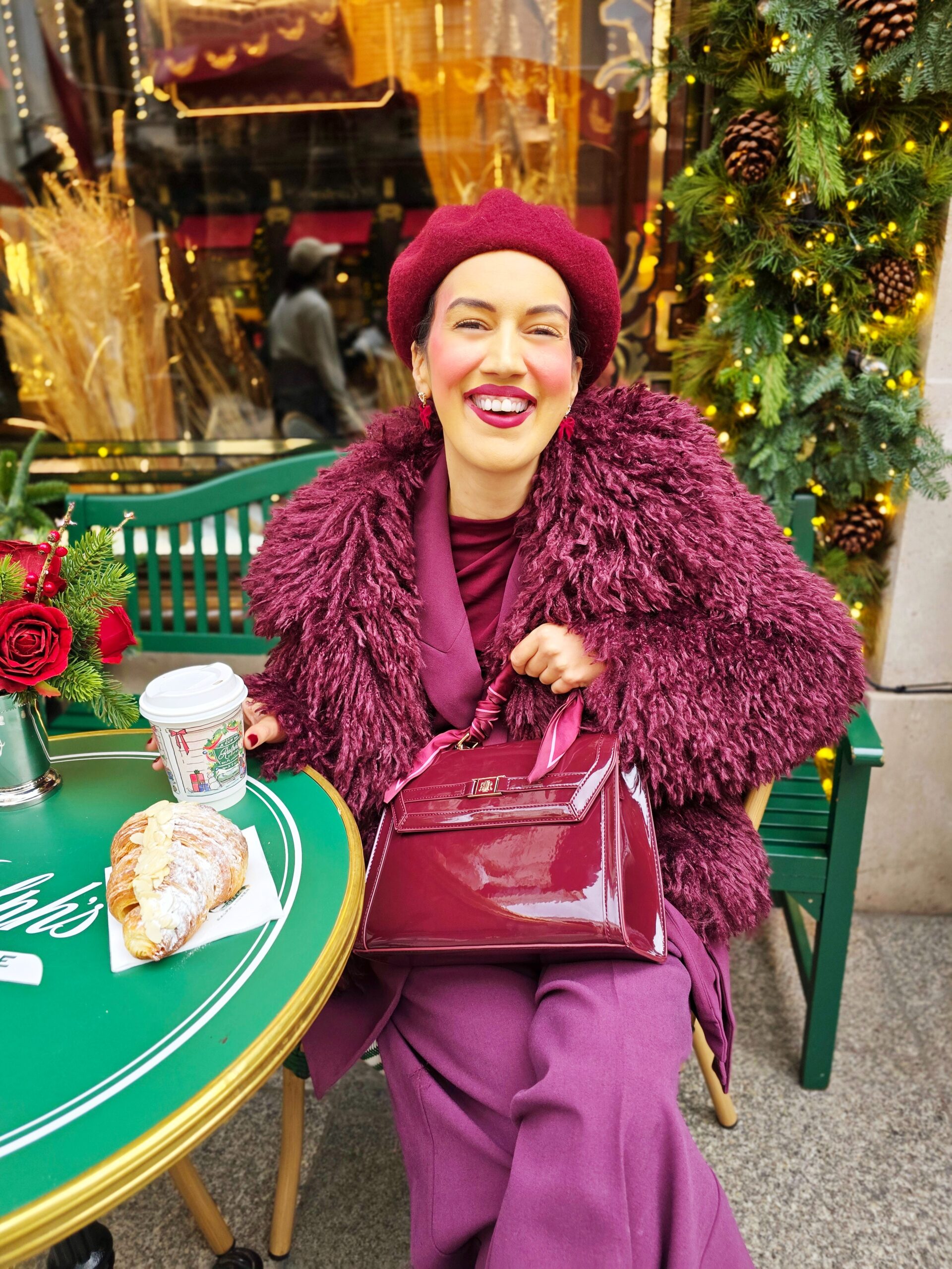 <img src="ana.jpg" alt="ana with burgundy patent charm bag"/> 