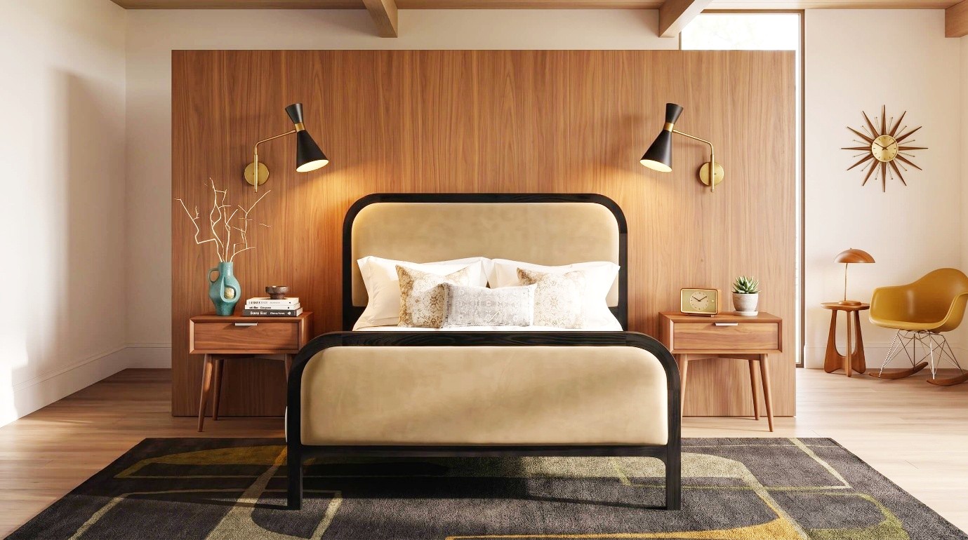 <img src="modern.jpg" alt="modern bed frame with wood panel"/> 