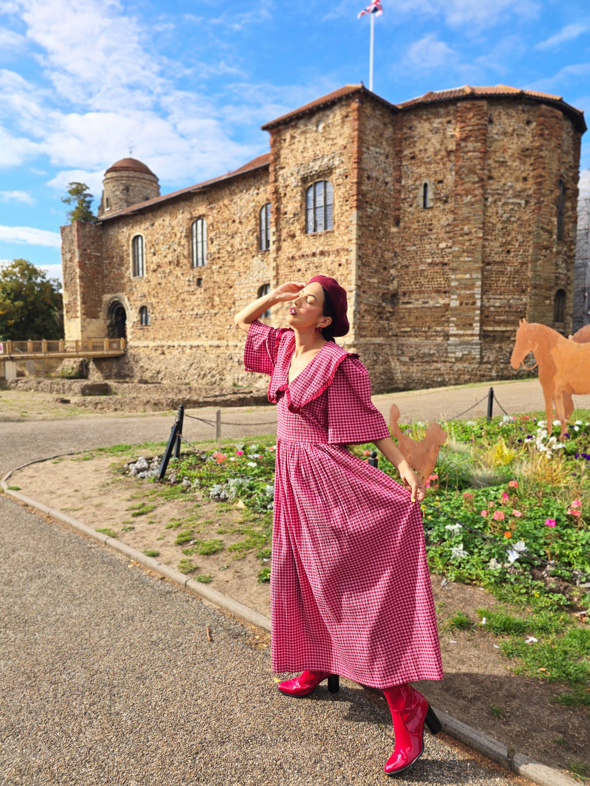 <img src="ana.jpg" alt="ana walking through Colchester Castle sunny"/>