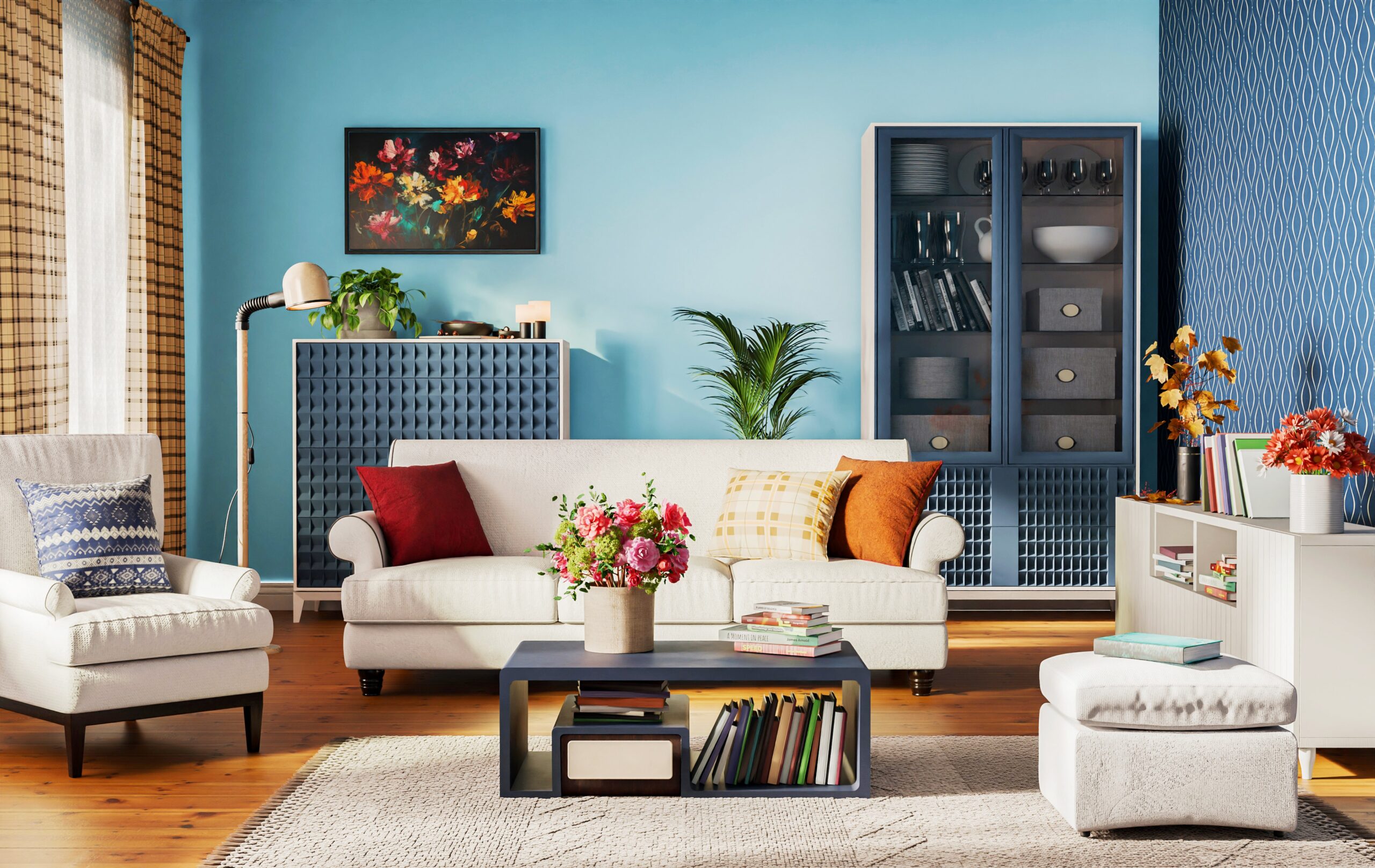 <img src="blue.jpg" alt="blue living room decor with sofa"/> 